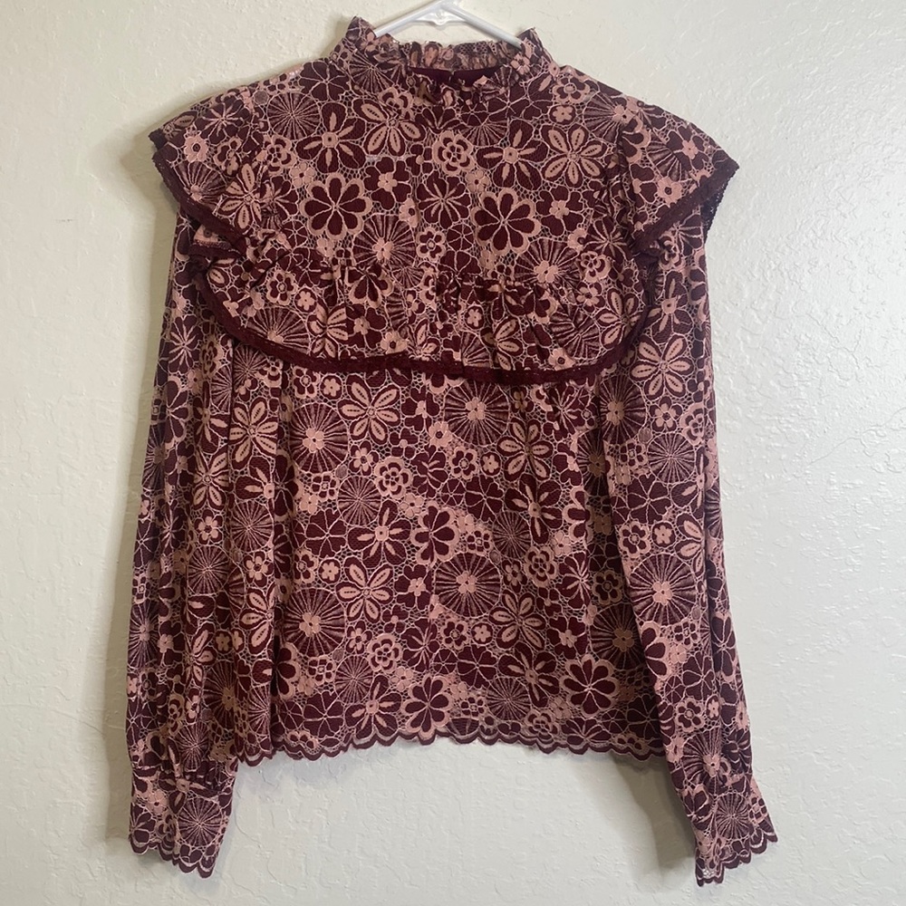 Vici Maroon Lace Top